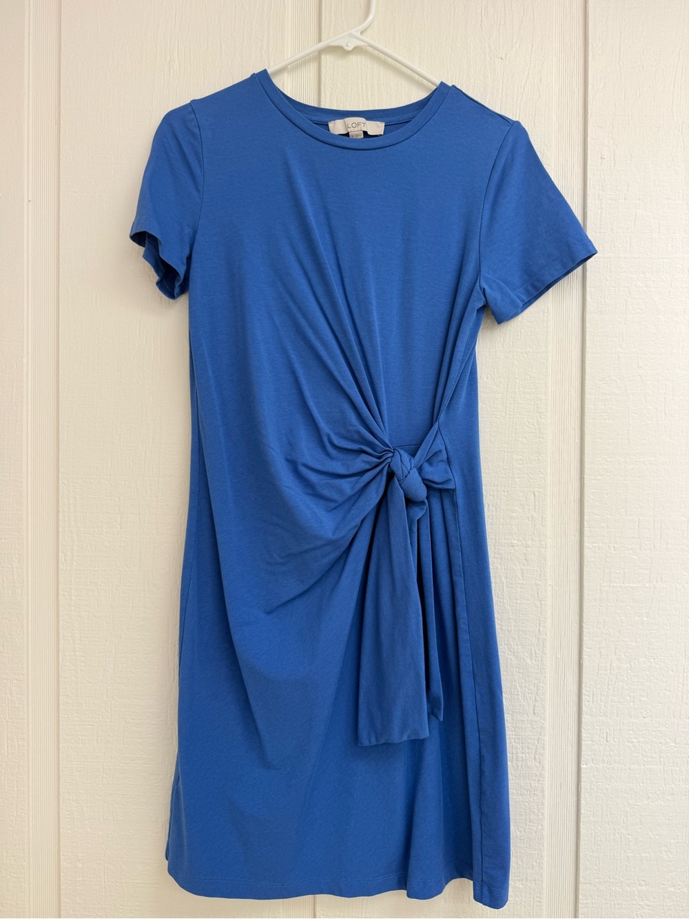 LOFT Royal Blue Side-Tie Short Sleeve Mini Dress